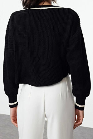 Kadın Modern Tarz Regular Kruvaze Crop Triko Hırka