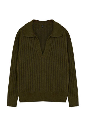 Stil Modern Kadın Regular Standart Kol Polo Yaka Yumuşak Dokulu Triko Kazak