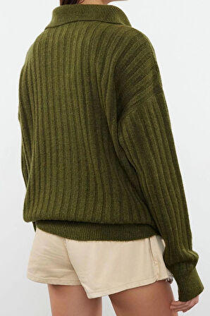 Stil Modern Kadın Regular Standart Kol Polo Yaka Yumuşak Dokulu Triko Kazak