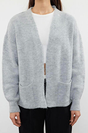 Kadın Modern Tarz Oversize V Yaka Regular Triko Hırka