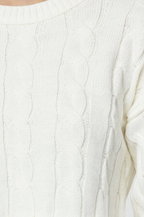 Stil Modern Kadın Crop Standart Kol Bisiklet Yaka Süper Saç Örgü Triko Kazak