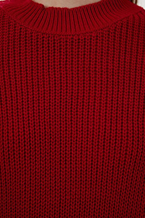 Stil Modern Kadın Regular Balon Kol Bisiklet Yaka Geniş Kalıp Basic Triko Kazak