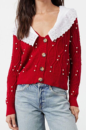 Kadın Modern Tarz Regular Bebe Yaka Regular Triko Hırka