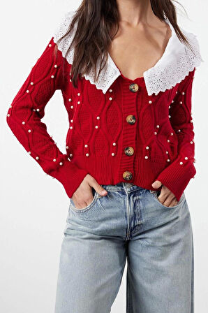 Kadın Modern Tarz Regular Bebe Yaka Regular Triko Hırka