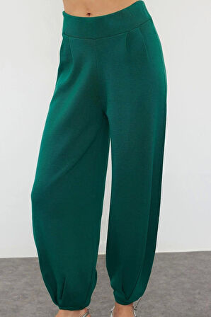 Moda Triko Yarım Balıkçı Yaka Casual Günlük Siyah Süper Crop Jogger Pantolonlu Triko Alt-Üst Takım