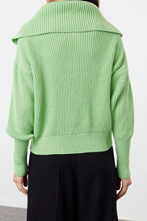 Kadın Modern Tarz Oversize Devrik Yaka Regular Triko Hırka