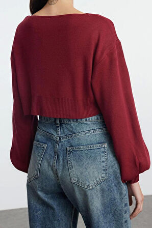 Kadın Modern Tarz Regular V Yaka Crop Triko Hırka