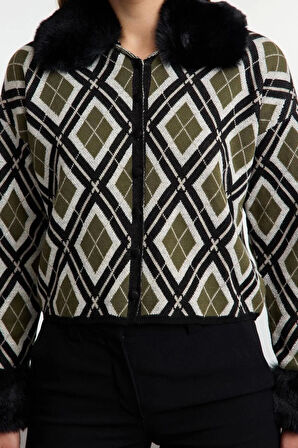 Kadın Modern Tarz Regular Polo Yaka Regular Triko Hırka