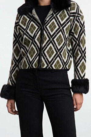 Kadın Modern Tarz Regular Polo Yaka Regular Triko Hırka