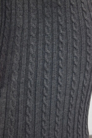 Moda Stil Regular V Yaka Maxi Boy Triko Saç Örgü Basic Elbise