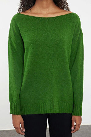 Stil Modern Kadın Regular Standart Kol Kayık Yaka Yünlü Basic Triko Kazak