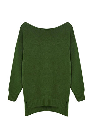 Stil Modern Kadın Regular Standart Kol Kayık Yaka Yünlü Basic Triko Kazak