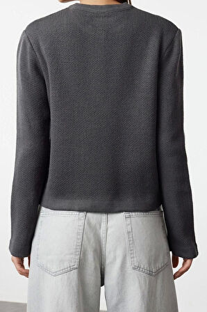 Kadın Modern Tarz Regular Bisiklet Yaka Regular Triko Hırka