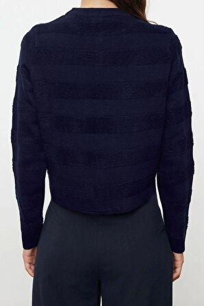 Stil Modern Kadın Regular Standart Kol Bisiklet Yaka Ceket Görünümlü Triko Hırka