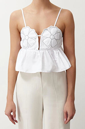 Moda Kalp Yaka Dokuma Crop Düz Desen Şık gece Crop Askılı Kol Bluz