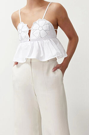 Moda Kalp Yaka Dokuma Crop Düz Desen Şık gece Crop Askılı Kol Bluz