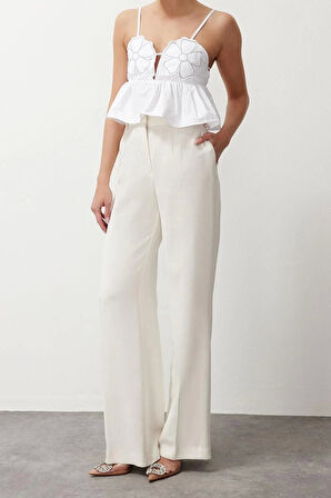 Moda Kalp Yaka Dokuma Crop Düz Desen Şık gece Crop Askılı Kol Bluz