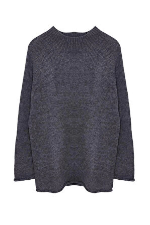 Stil Modern Kadın Uzun Reglan Kol Dik Yaka Yumuşak Dokulu Dikişsiz Triko Kazak