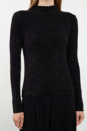 Stil Modern Kadın Regular Standart Kol Dik Yaka Özel İplik Triko Kazak