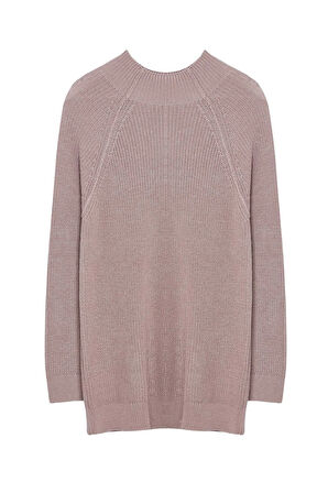 Stil Modern Kadın Uzun Standart Kol Dik Yaka Geniş Kalıp Triko Kazak