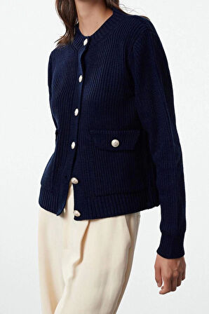 Kadın Modern Tarz Regular Bisiklet Yaka Regular Triko Hırka