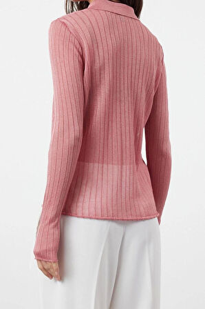 Kadın Modern Tarz Slim Polo Yaka Regular Triko Hırka