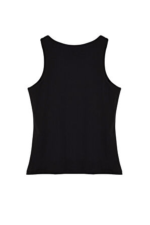 Moda Büyük Beden Kare Yaka Örme Slim Düz Desen Sportswear Regular Askılı Kol Bluz