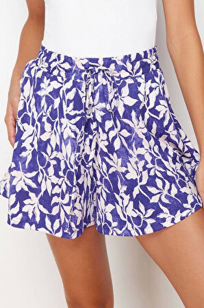 Moda Örme Normal Bel Geniş Paça Gündelik Vizon Rahat Kesim Normal Bel Bürümcük Dokulu Şort