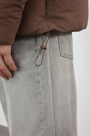 Tasarım Düz Astarlı Yaka Standart Bol Dik Unisex Oversize Fit Dik Yaka Şişme Kışlık Mont