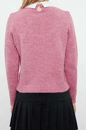 Stil Modern Kadın Regular Standart Kol Polo Yaka Yumuşak Dokulu Garnili Kurdeleli Taşlı Triko Kazak