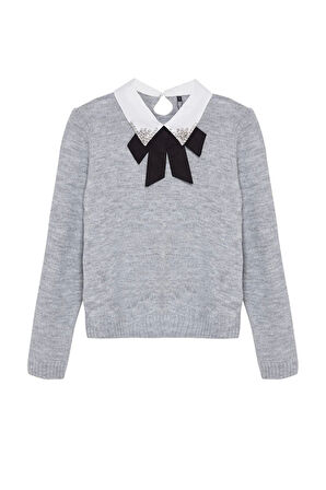 Stil Modern Kadın Regular Standart Kol Polo Yaka Yumuşak Dokulu Garnili Kurdeleli Taşlı Triko Kazak