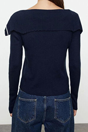 Kadın Modern Tarz Slim Devrik Yaka Regular Triko Hırka