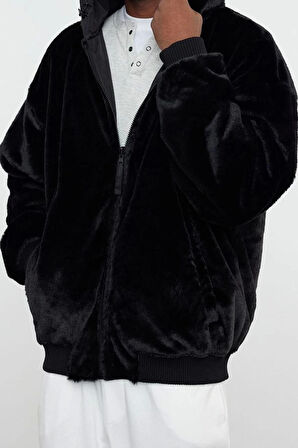 Tasarım Düz Astarlı Yaka Standart Relaxed Kapüşonlu Unisex İçi Peluşlu Giyilebilen Kapüşonlu Mont