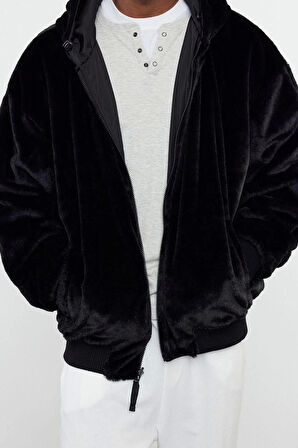 Tasarım Düz Astarlı Yaka Standart Relaxed Kapüşonlu Unisex İçi Peluşlu Giyilebilen Kapüşonlu Mont