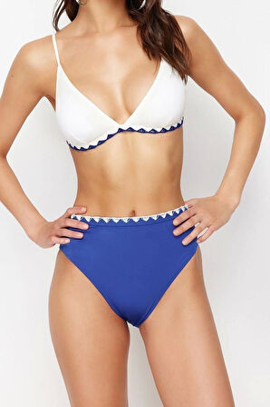 Moda Düz Atma Kap Üçgen Yüksek Bel Brief Saks Üçgen Nakışlı Yüksek Bel Regular Bikini Takımı