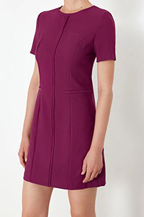 Moda Regular Gündüz Gece Finike Dokuma Bisiklet Yaka Kısa Kol Bodycone Mini Boy Elbise