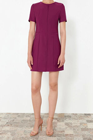 Moda Regular Gündüz Gece Finike Dokuma Bisiklet Yaka Kısa Kol Bodycone Mini Boy Elbise