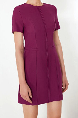 Moda Regular Gündüz Gece Finike Dokuma Bisiklet Yaka Kısa Kol Bodycone Mini Boy Elbise