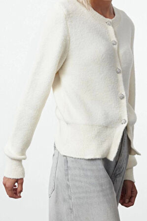 Kadın Modern Tarz Regular Bisiklet Yaka Regular Triko Hırka