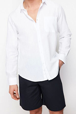 Moda Erkek Gömlek Yaka Düz Desen Günlük Regular Fit %100 Pamuk Gömlek