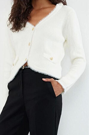 Kadın Modern Tarz Regular V Yaka Regular Triko Hırka