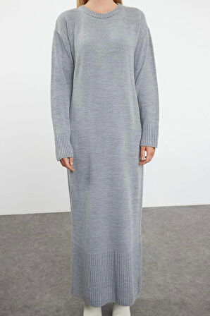 Tarz Kadın Modern Moda Normal Bel Boru Paça Dik Yaka Triko Hırka Elbise Alt-Üst Takım