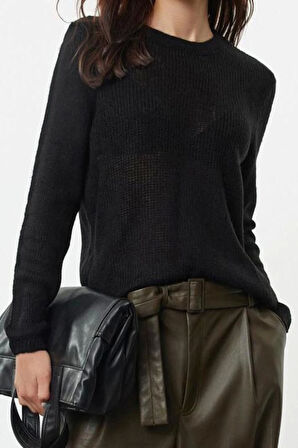 Stil Modern Kadın Regular Standart Kol Bisiklet Yaka Yumuşak Dokulu Gevşek Örgü Basic Triko Kazak