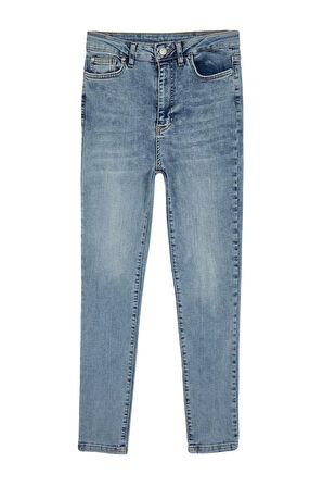 Stil Kadın Moda Denim Kot Pantolon Regular Dar Paça Yüksek Bel Skinny Jeans