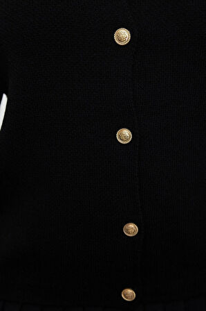 Stil Modern Kadın Regular Standart Kol Bisiklet Yaka Büyük Beden Düğmeli Triko Hırka