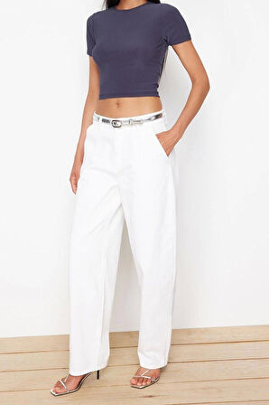 Moda Bisiklet Yaka Örme Slim Fit Düz Desen Casual Günlük Crop Kısa Kol Bluz