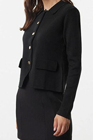 Kadın Modern Tarz Regular Polo Yaka Regular Triko Hırka