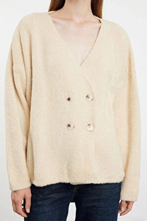 Kadın Modern Tarz Regular Kruvaze Midi Triko Hırka