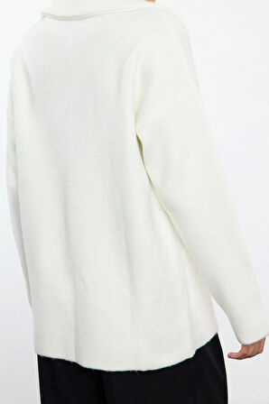Kadın Modern Tarz Oversize Bisiklet Yaka Regular Triko Hırka