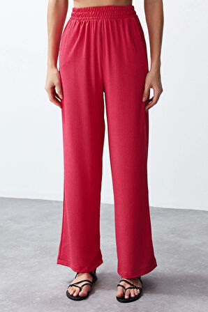 Tarz Kadın Modern Normal Bel Geniş Paça V Yaka Rahat Kesim Örme Kimona Pantolon Alt-Üst Takım